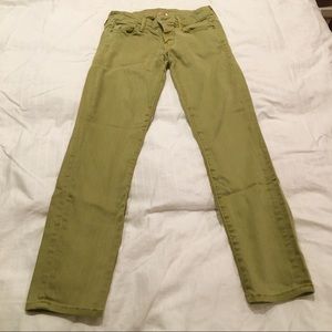 MOTHER Green cropped skinny jean jegging